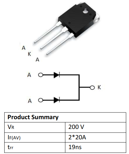 40A200V快恢復(fù)二極管