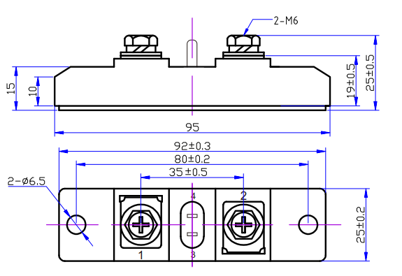 1000A/100V MOS模塊封裝結(jié)構(gòu)與尺寸圖