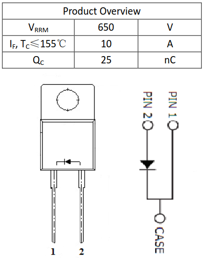 10A650V碳化硅肖特基二極管