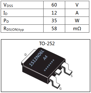 N溝道增強型12A/60V MOSFET