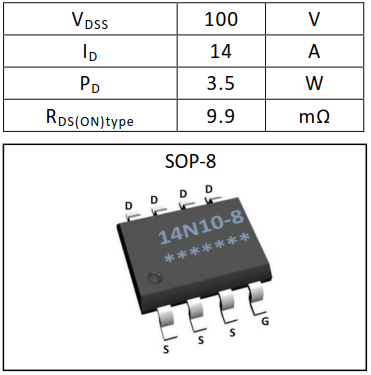 N溝道增強(qiáng)型14A/100V MOSFET