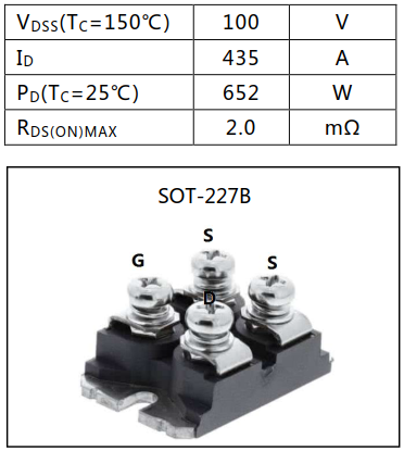 N溝道增強(qiáng)型420A/100V MOSFET