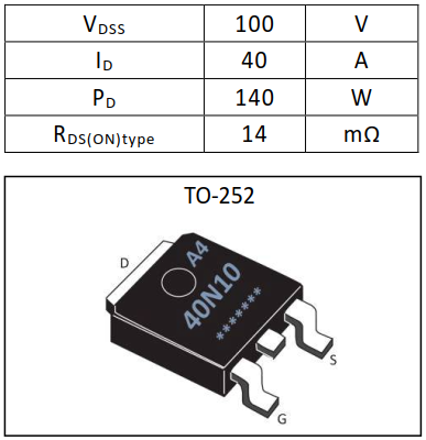 N溝道增強(qiáng)型40A/100V MOSFET