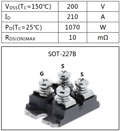 N溝道增強(qiáng)型210A/200V MOSFET